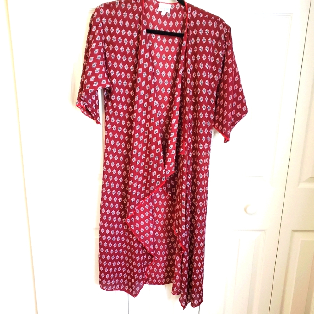 Lularoe Shirley kimono cover up size small NWT burgendy red